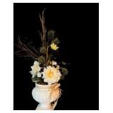 Vintage Faux Floral Arrangement and Hand Painted Floral Oil Painting