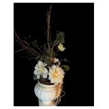 Vintage Faux Floral Arrangement and Hand Painted Floral Oil Painting