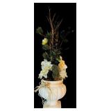 Vintage Faux Floral Arrangement and Hand Painted Floral Oil Painting