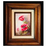 Vintage Faux Floral Arrangement and Hand Painted Floral Oil Painting