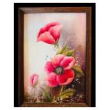 Vintage Faux Floral Arrangement and Hand Painted Floral Oil Painting