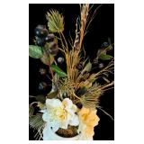 Vintage Faux Floral Arrangement and Hand Painted Floral Oil Painting