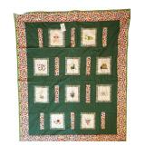 Handmade Quilt in Bright Colors, Incredible Detail