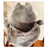 Vintage Dayton Hudson "Pajama Pals" Cat Gray Pajama Holder Pillow Plush 15" and Vintage Wood Doll Furniture