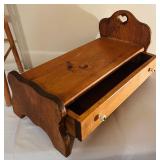 Vintage Dayton Hudson "Pajama Pals" Cat Gray Pajama Holder Pillow Plush 15" and Vintage Wood Doll Furniture