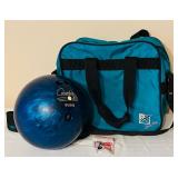 Vintage Bowling Bag with Vintage Columbia 300 White Dot Bowling Ball