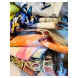 Large Lot of Bright Fun Remnants and Yardage Fabric Prints