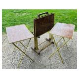 Vintage MCM Mid Century Modern TV Trays and Stand