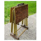 Vintage MCM Mid Century Modern TV Trays and Stand