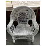 Vintage Adirondack Style White Wicker Armchair