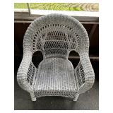 Vintage Adirondack Style White Wicker Armchair