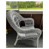 Vintage Adirondack Style White Wicker Armchair