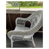 Vintage Adirondack Style White Wicker Armchair