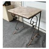 Pretty Vintage Petite Metal and Marble Top / Side Table / Accent Table