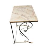 Pretty Vintage Petite Metal and Marble Top / Side Table / Accent Table