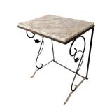 Pretty Vintage Petite Metal and Marble Top / Side Table / Accent Table