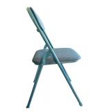 Two Blue Metal Folding Chairs