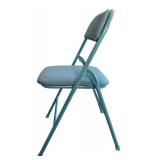 Two Blue Metal Folding Chairs