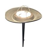 Vintage Torchiere Floor Lamp with Blue / Green Glass Accent