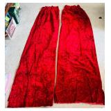 Pair of Red Velvet Fabric Panels