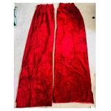 Pair of Red Velvet Fabric Panels