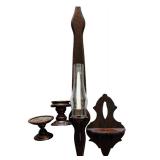 Vintage Wooden Home Decor Items including Candle Holders