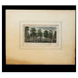 Vintage Framed Colored Engraving of the Public Square Green, New Haven, CT