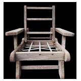 Vintage Wooden Deck Chair and Wooden Lounger