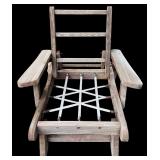 Vintage Wooden Deck Chair and Wooden Lounger