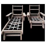 Vintage Wooden Deck Chair and Wooden Lounger