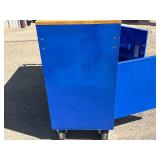 Like New Blue Yukon 46" Mobile Workbench With Butcher Block Top 2 of the casters are 360