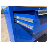 Like New Blue Yukon 46" Mobile Workbench With Butcher Block Top 2 of the casters are 360