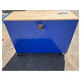 Like New Blue Yukon 46" Mobile Workbench With Butcher Block Top 2 of the casters are 360
