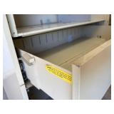 Wide Metal File Cabinet With Cabinet Doors That Open The Full Length. Great for parts and tool storage