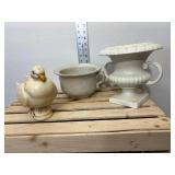 Mixed Lot Vintage Redwing USA number 850 double handled vase HAEGER number 649 USA pigeon seated, & Goodwin Bros. handled bowl stoneware