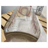 Mid-century modern, vintage, glass half gallon, cast clay grade AA milk, red River valleys, finest bottle with original cork 60 Sweet Court trademark