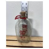 Mid-century modern, vintage, glass half gallon, cast clay grade AA milk, red River valleys, finest bottle with original cork 60 Sweet Court trademark