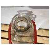 Mid-century modern, vintage, glass half gallon, cast clay grade AA milk, red River valleys, finest bottle with original cork 60 Sweet Court trademark