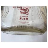 Mid-century modern, vintage, glass half gallon, cast clay grade AA milk, red River valleys, finest bottle with original cork 60 Sweet Court trademark