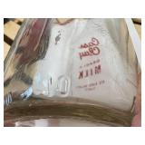 Mid-century modern, vintage, glass half gallon, cast clay grade AA milk, red River valleys, finest bottle with original cork 60 Sweet Court trademark