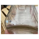Mid-century modern, vintage, glass half gallon, cast clay grade AA milk, red River valleys, finest bottle with original cork 60 Sweet Court trademark