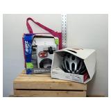 New in damaged box bicycle starter pack ZEFAL, One BONTRAGER space SOLSTICE adult medium large helmet, bicycle helmet & Pink reusable bag