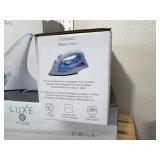 Three new inbox Luxe items, compact steam iron, handheld garment steamer, and three tiered laundry cart.