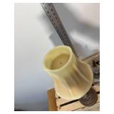 Mixed lot brass like candleholder candle lampshade, modern bubble, glass dish with silver metal pedestal soap dish, Matching pewter, topped, clear spiral pattern, glass apothecary Jar, New unused Hydr