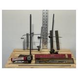 Precision instrument Brown and Sharpe SHARPE5 99–622 precision surface gauge, additional surface gauge without maker mark, inbox STARRETT inside micrometer caliper number 124