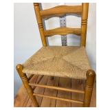 1 Antique wooden ladder, back chair with rush seat *Extra Ship Cost