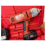 Heavy duty Milwaukee, 18 V impact wrench cannot log number 9079–21, 1 working 18 V 2.4 amp battery holds charge, 1 18V battery for rebuild, one Milwaukee power plus universal charger