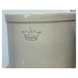 7 inch wide beam pot, great condition, lid intact & 1 gallon blue crown stoneware crock.