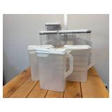 3 plastic cereal containers with flip top lids for easy spout & 4 BH&G Hard Plastic Air Tight Containers