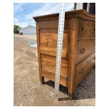 Oak buffet, antique, Tiger Oak, white oak, detailed, original brass handles, very nice condition, signs of original paint color on back, 42 inches wide *Extra Ship Cost